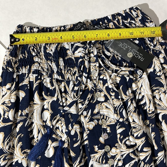 Rachel Zoe navy floral maxi skirt sz XS NEW! flowy blue cream white w/ tassles - Picture 8 of 8